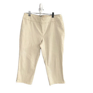Chico’s Women’s Cream Pull On Capri Cropped Stretch Leggings Cotton Blend Size 2